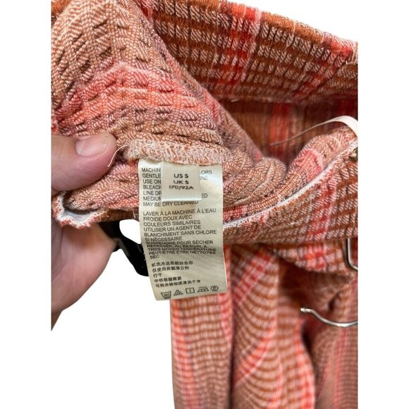 FREE PEOPLE Orange Brown Plaid Retro Pants Wide-leg Size Small - Picture 3 of 10